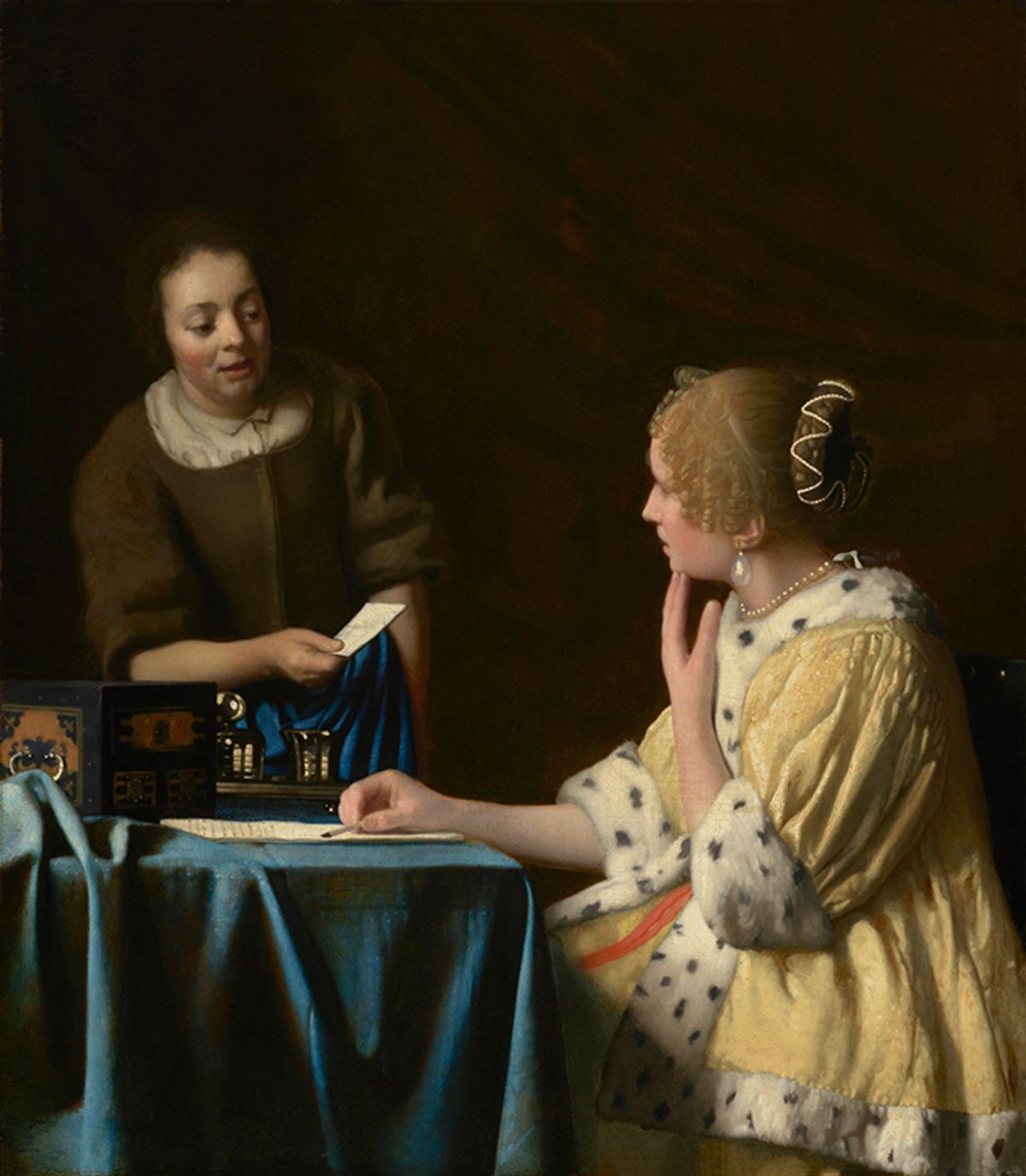 Vermeer's Mistress and Maid (1667-68), one of three paintings by the artist owned by the Frick Collection The Frick Collection © 2018;  Photo: Michael Bodycomb