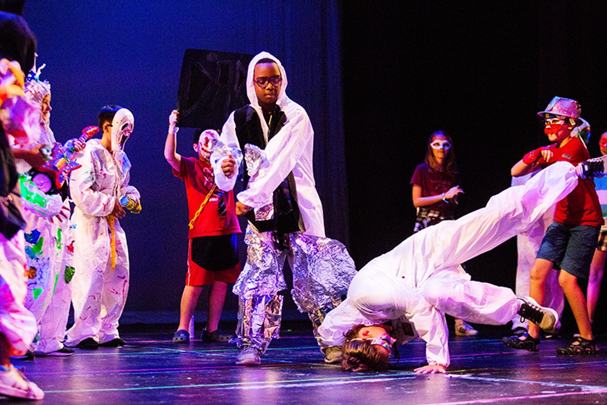 Young performers in Glowing Creation: a Rammellzee-Inspired Opera Photo: Mary Kang; courtesy of Abrons Arts Center