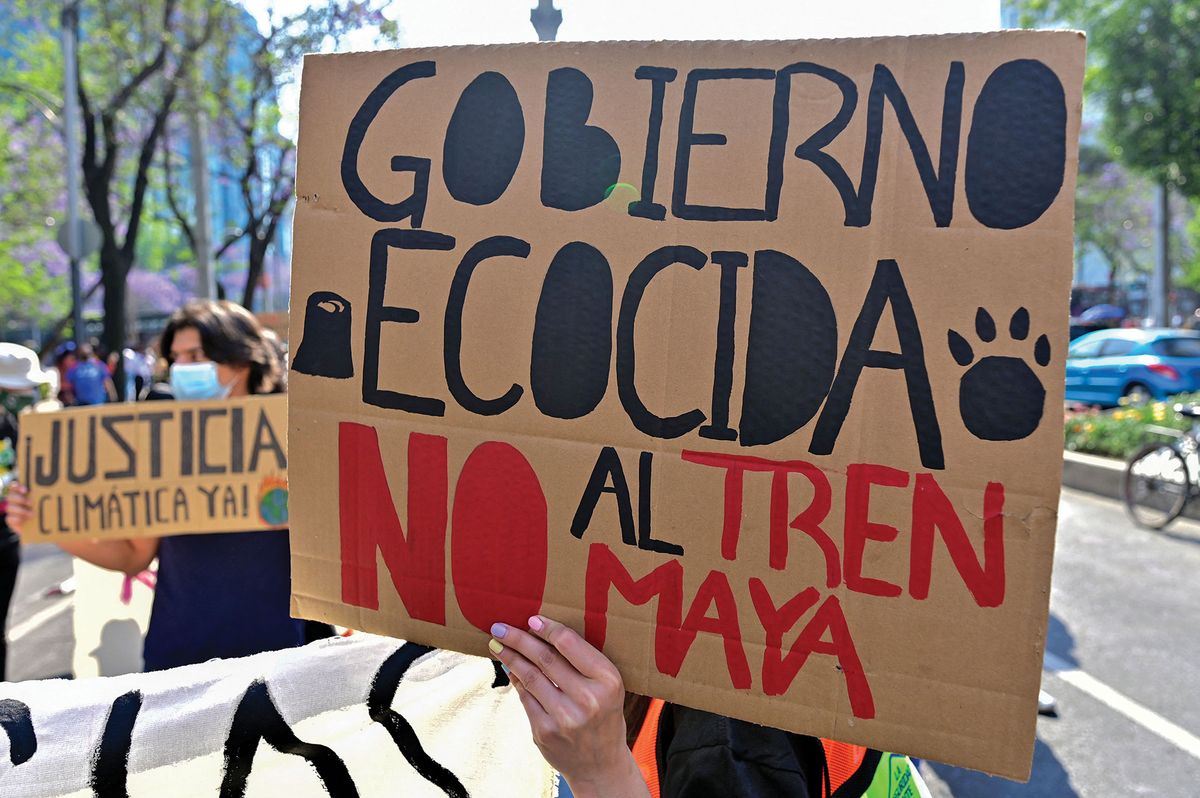 Protesters say the Mexican government has not been transparent about the risks the railway poses to the environment and ancient sites Pedro Pardo/AFP via Getty Images