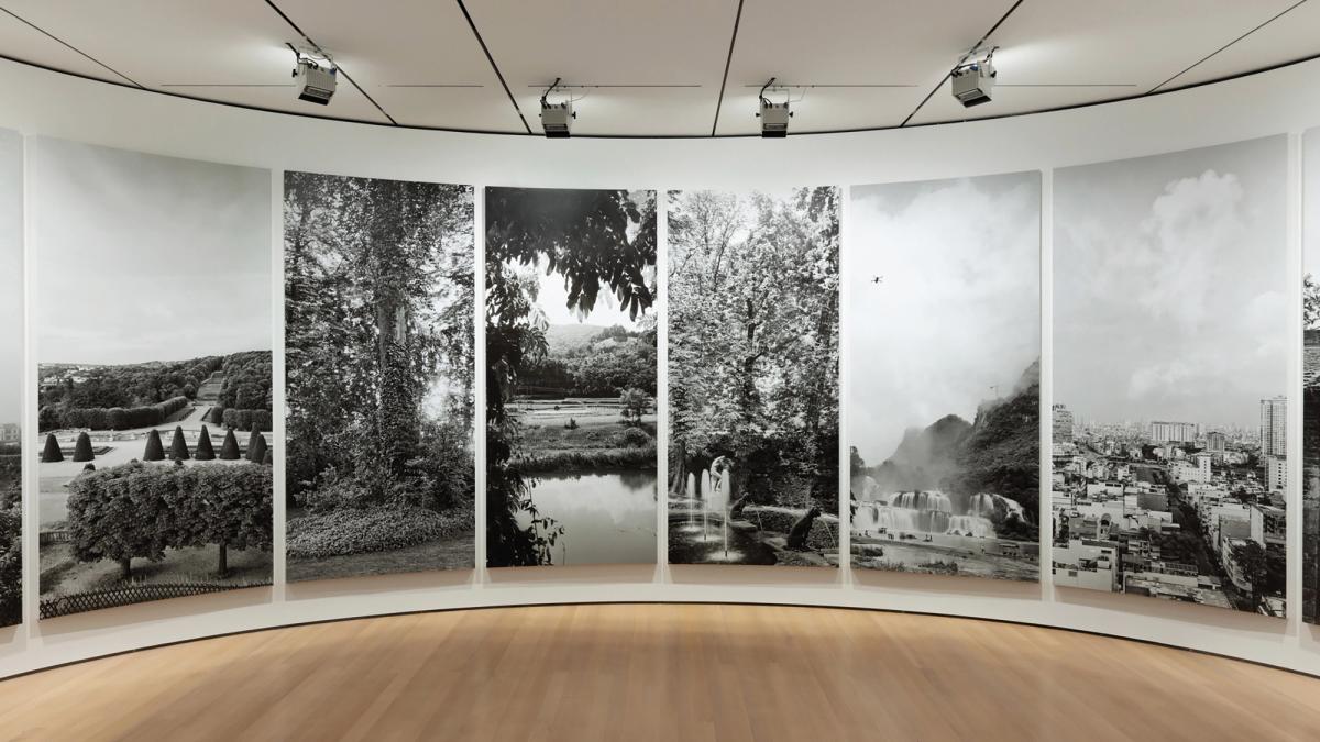 Installation view of Fourteen Views (2023), which represents a river journey from the Mekong to the Mississippi via Parisian water gardens, encompassing Vietnam, its colonisation by France and the military intervention by the US Photo: Jonathan Dorado, © MoMA