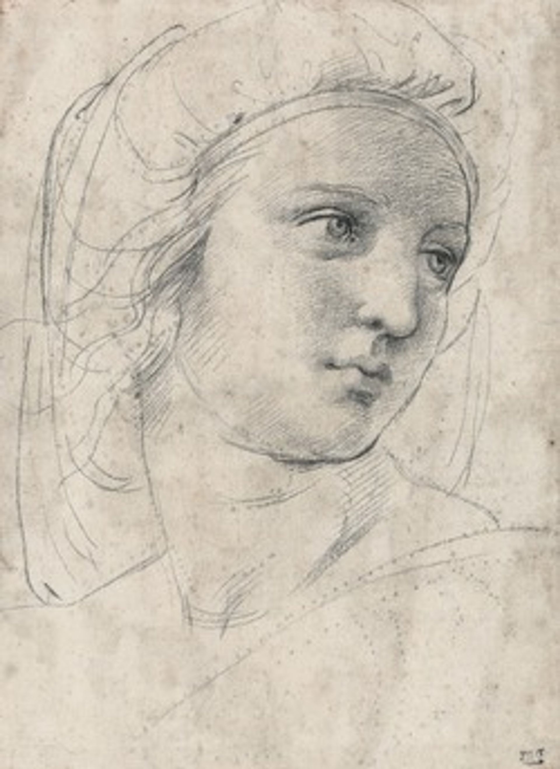 Raphael’s black chalk drawing, Head of a Muse (around 1510) (© Private collection; Photo: Tim Nighswander/IMAGING4ART)