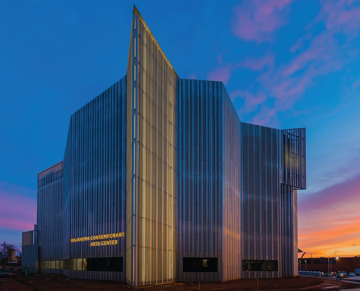 Catching the light: Rand Elliott Architects designed a luminous facade of aluminium fins © Brandon Seekins; courtesy of Oklahoma Contemporary