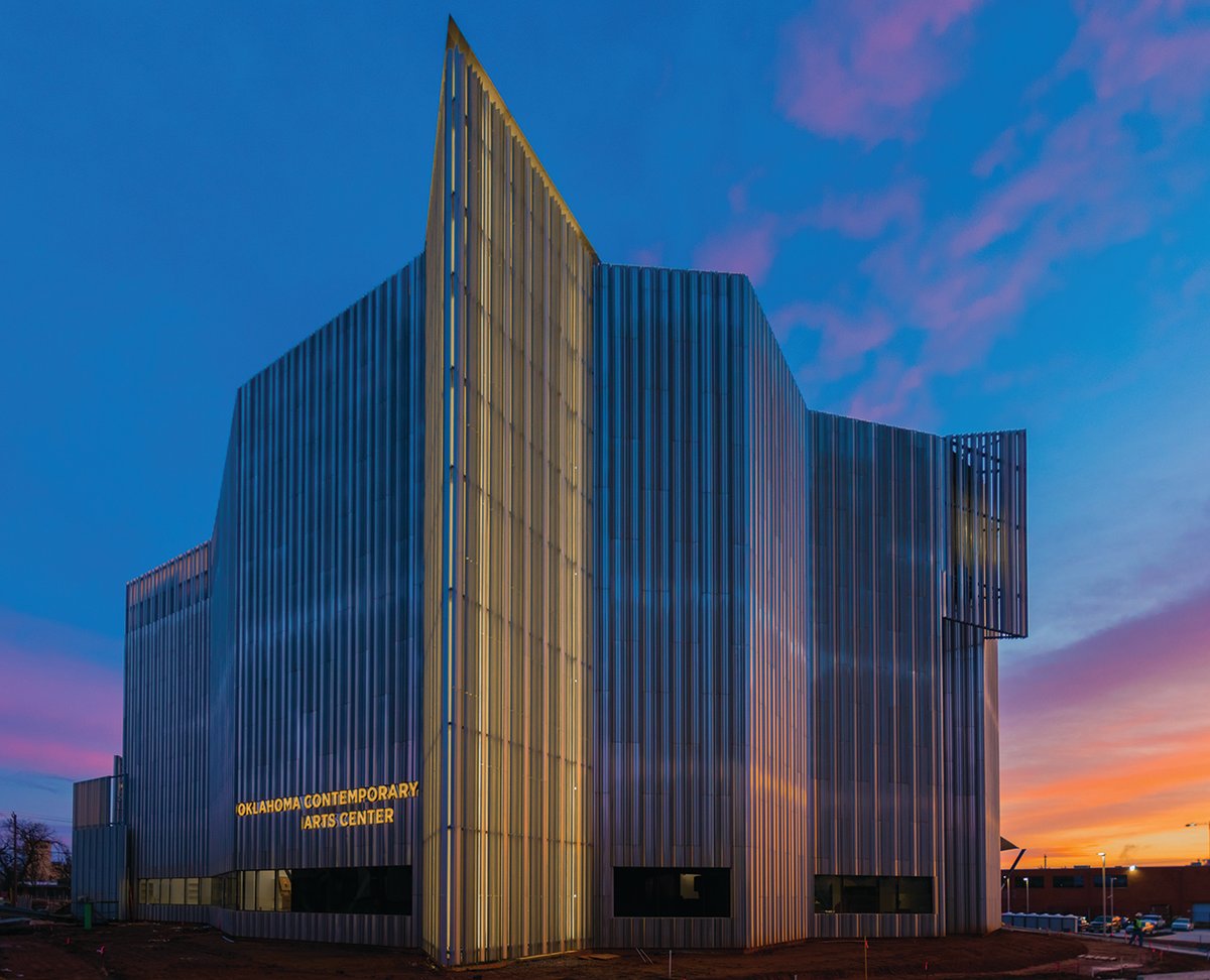 Catching the light: Rand Elliott Architects designed a luminous facade of aluminium fins © Brandon Seekins; courtesy of Oklahoma Contemporary