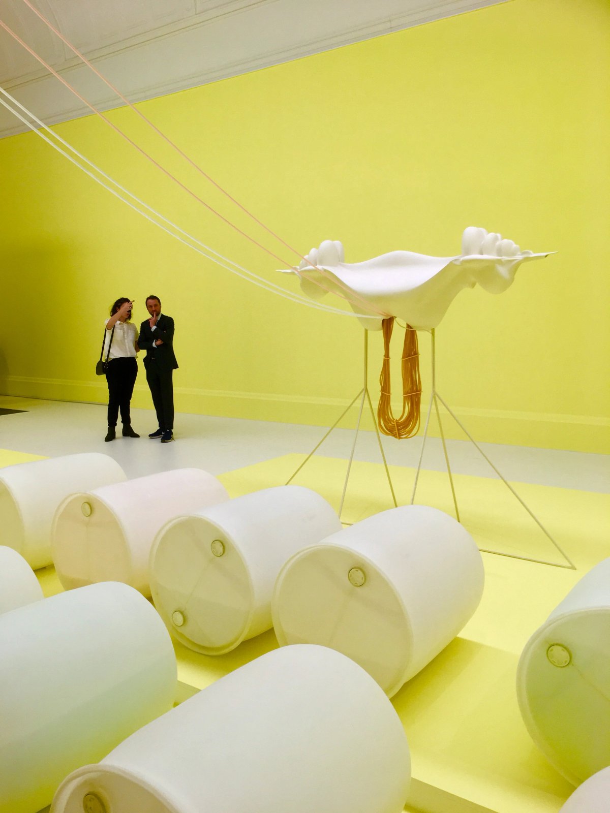 Marguerite Humeau and a friend in her Art Now installation Echoes at Tate Louisa Buck