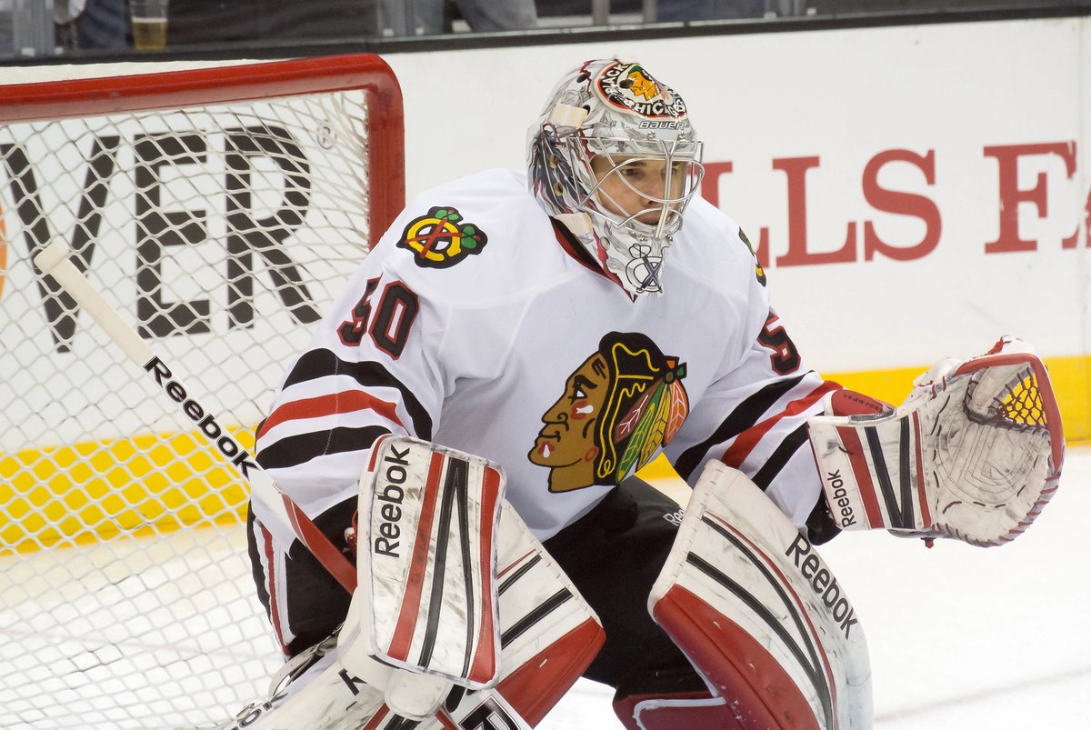 The Chicago Blackhawk's logo, shown on this player's jersey, has been criticised by Native Americans. Photo by mark6mauno, via Flickr
