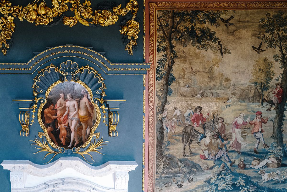 Marco Ricci’s Judgment of Paris, alongside a John Vanderbank work in the now restored Tapestry Drawing Room Photo: Tom Arber