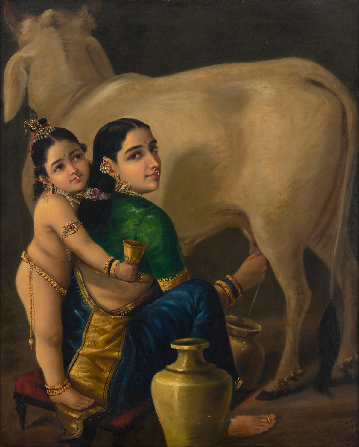 Raja Ravi Varma's Yashoda and Krishna (1890s) is now the most expensive Indian painting sold at auction
Courtesy of Saffronart