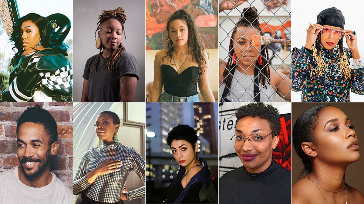 Grantees, clockwise, from top left: Ahya Simone, Bakpak Durden, Gisela McDaniel, Sydney James, Tiff Massey, Ijania Cortez, Laura Gibson, Cyrah, Kesswa, Tony-Rave
