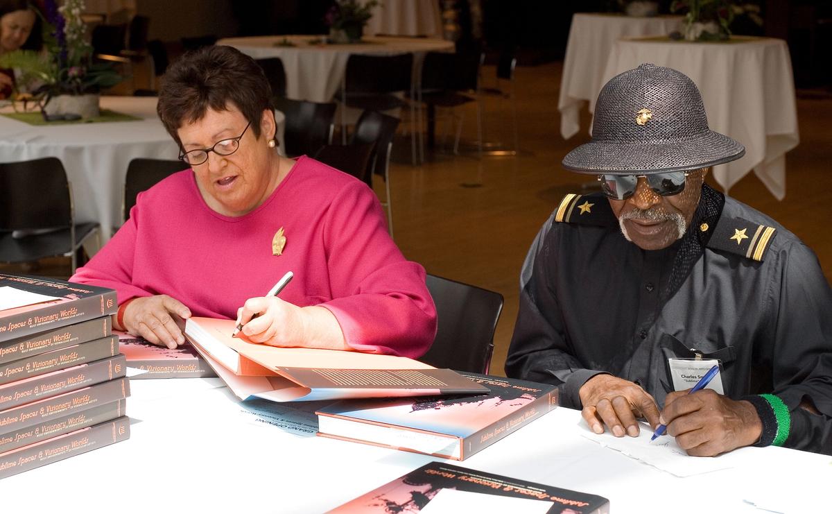 Ruth DeYoung Kohler II in 2007, with artist Dr Charles Smith at the Grand Opening of the exhibition Sublime Spaces and Visionary Worlds: Built Environments of Vernacular Artists at the John Michael Kohler Arts Center in Sheboygan