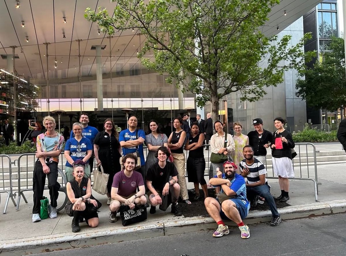 Members of the Whitney Museum Union rallying outside the museum during the Whitney Gala on 19 May 2026 Courtesy the Whitney Museum Union