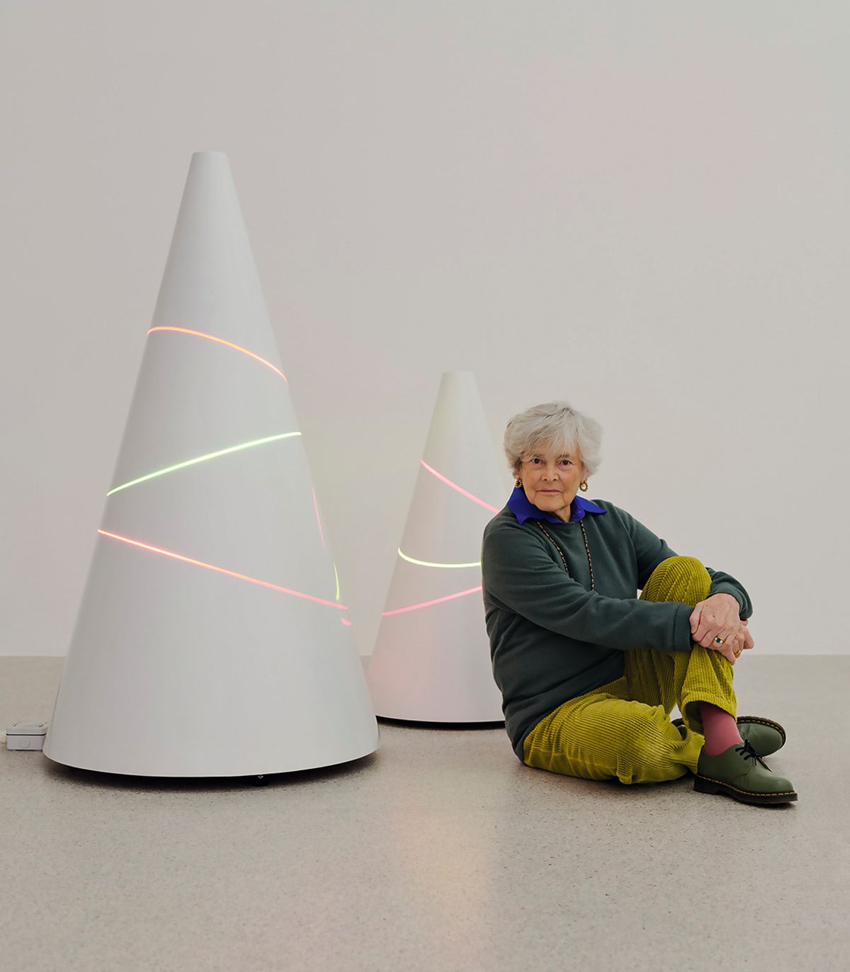 “The cone is so complex; there are so many areas in which it is important,” says Liliane Lijn, pictured here at Liliane Lijn: Arise Alive Photo: Georg Petermichl/mumok; © Bildrecht, Wien 2024

