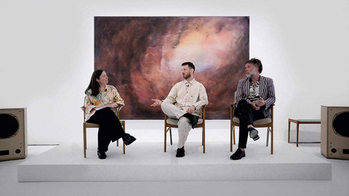 From left: the Barbican curator Lotte Johnson with Oliver Beer and Rufus Wainwright Photo: Jon Lowe