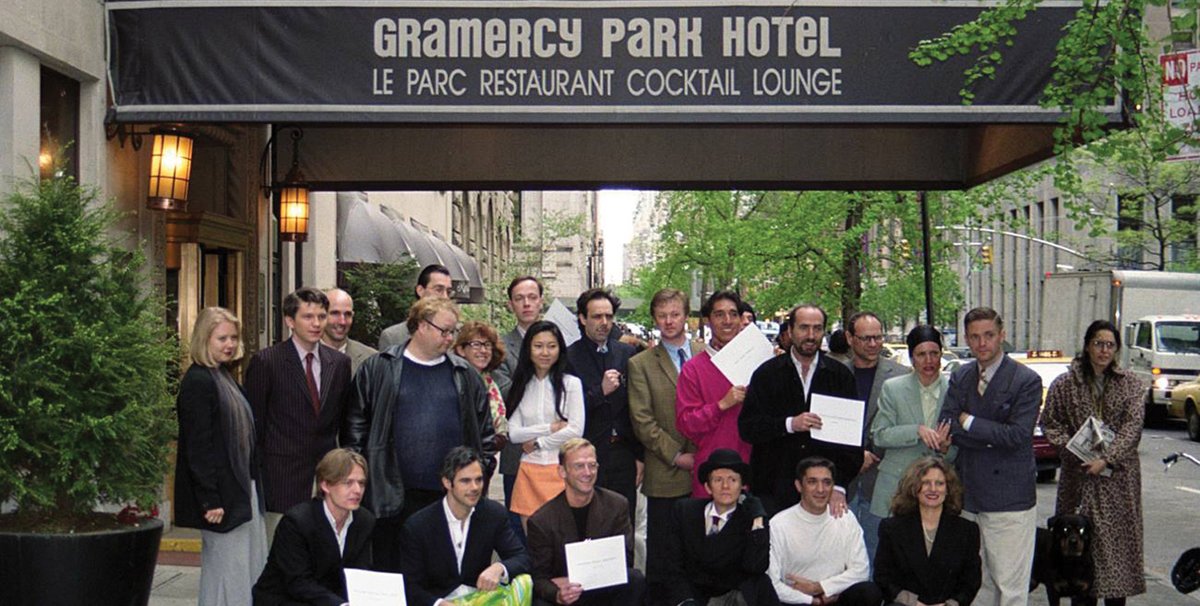 'Class of 1996' dealers in front of the Gramercy Park Hotel in 1996 Photo: © Sylvie Ball
