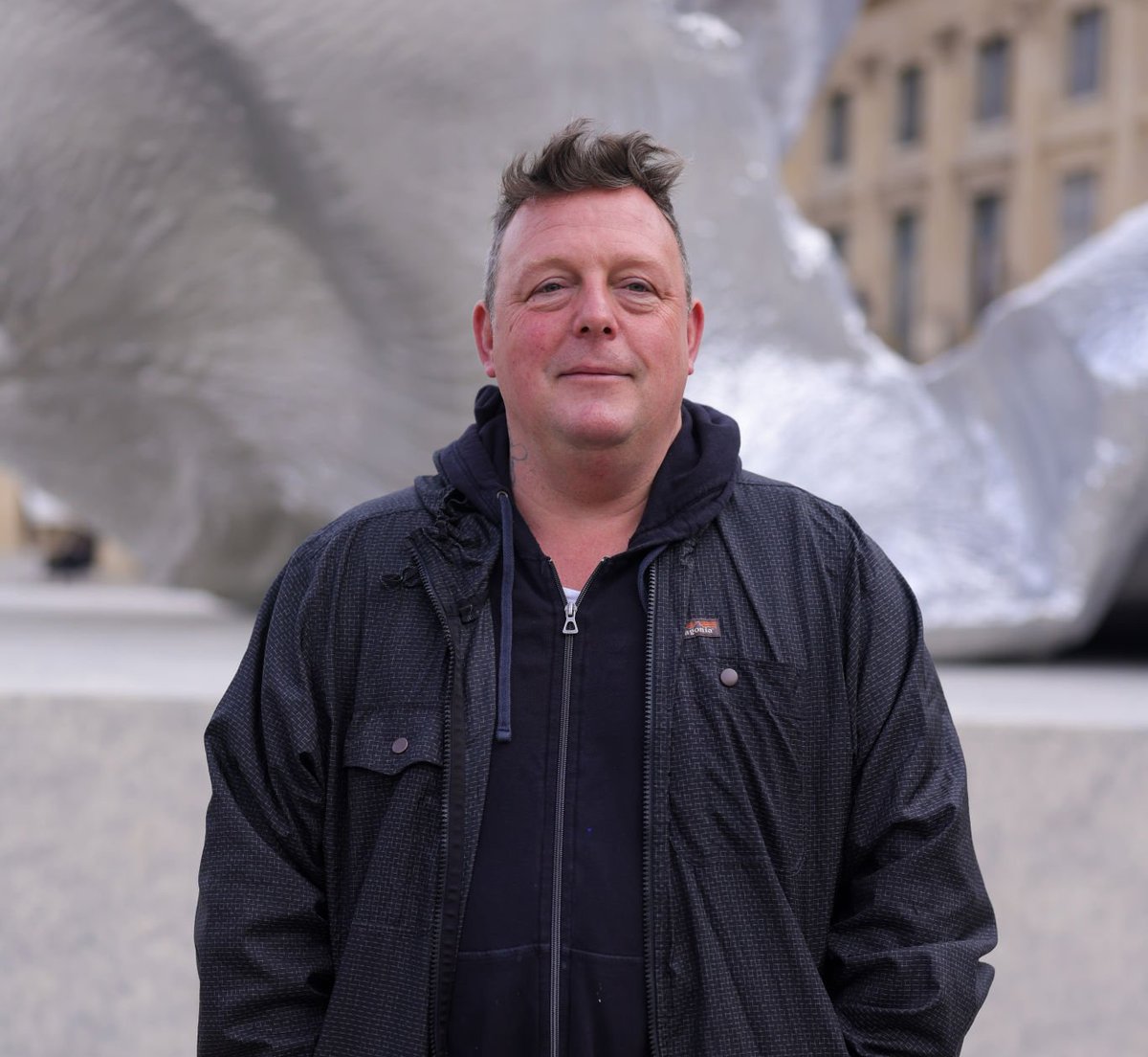 Urs Fischer with his Big Clay sculpture Wave (2018), which was installed in Paris’s Place Vendôme during last year’s Paris+ par Art Basel (recently renamed Art Basel Paris) Pierre Suu/Getty Images