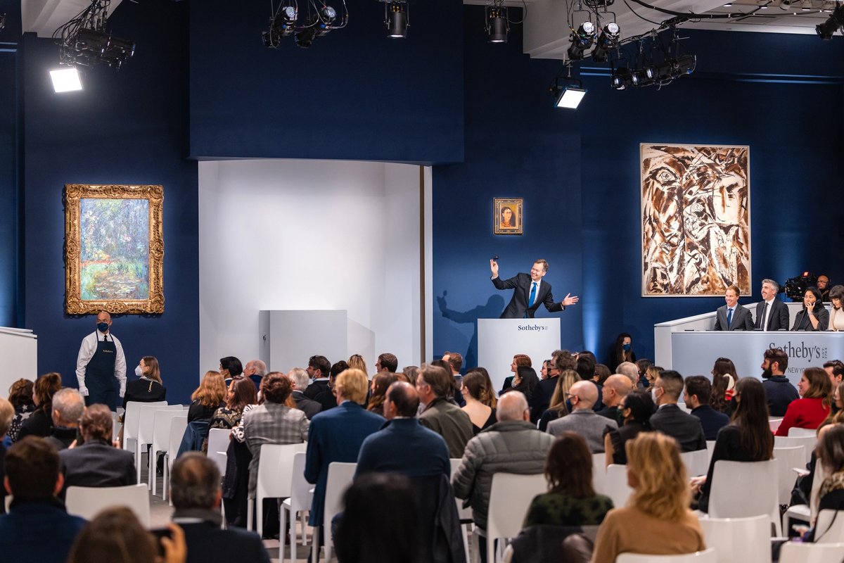 Oliver Barker on the rostrum at last night's Modern art evening sale at Sotheby's in New York
Courtesy of Sotheby's