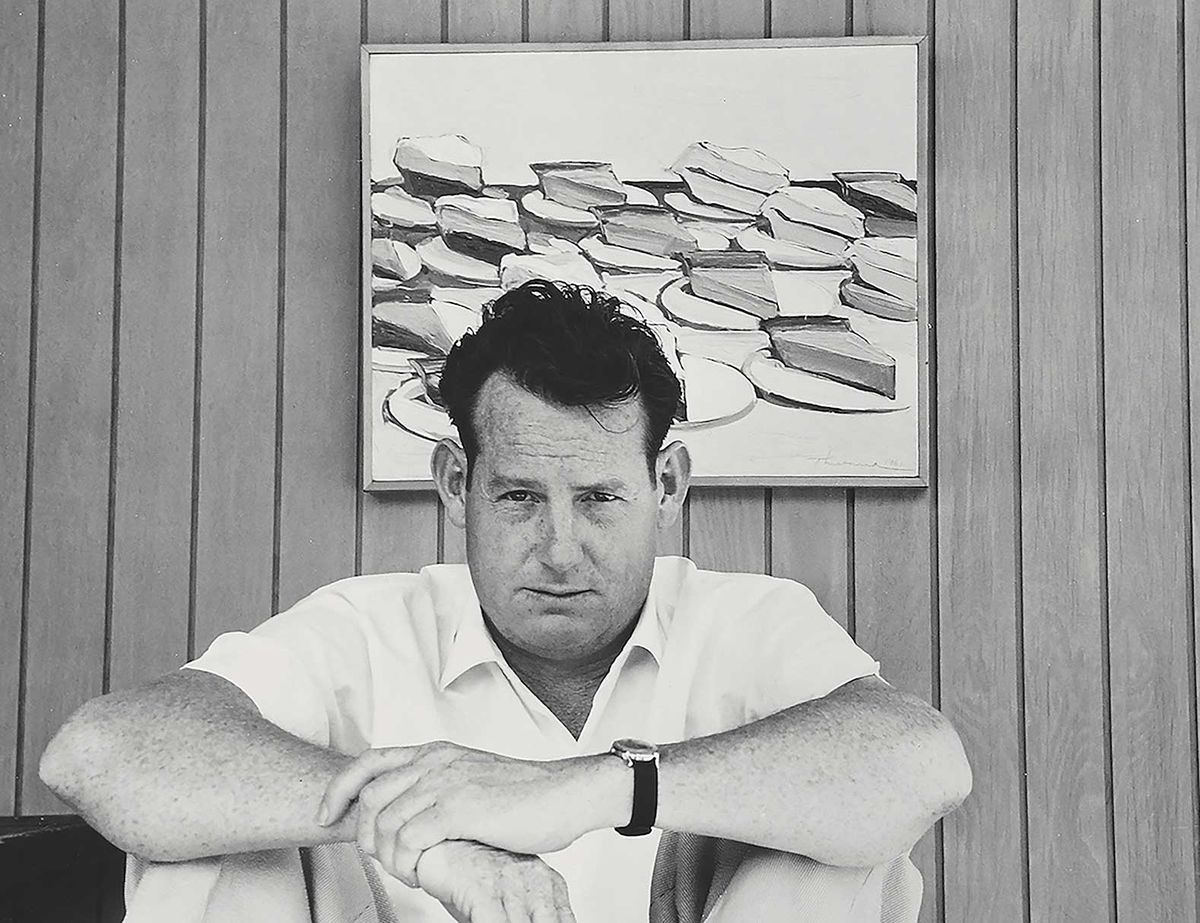 Wayne Thiebaud in his house in Sacramento in 1961. An encounter with Willem de Kooning encouraged him to seek inspiration from his experiences of working in restaurants Photo: Betty Jean Thiebaud; Courtesy of the Wayne Thiebaud Foundation