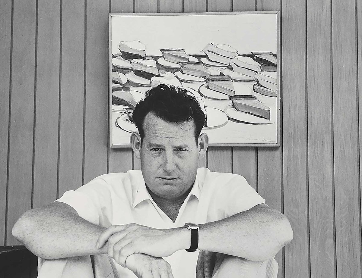 Wayne Thiebaud in his house in Sacramento in 1961. An encounter with Willem de Kooning encouraged him to seek inspiration from his experiences of working in restaurants Photo: Betty Jean Thiebaud; Courtesy of the Wayne Thiebaud Foundation