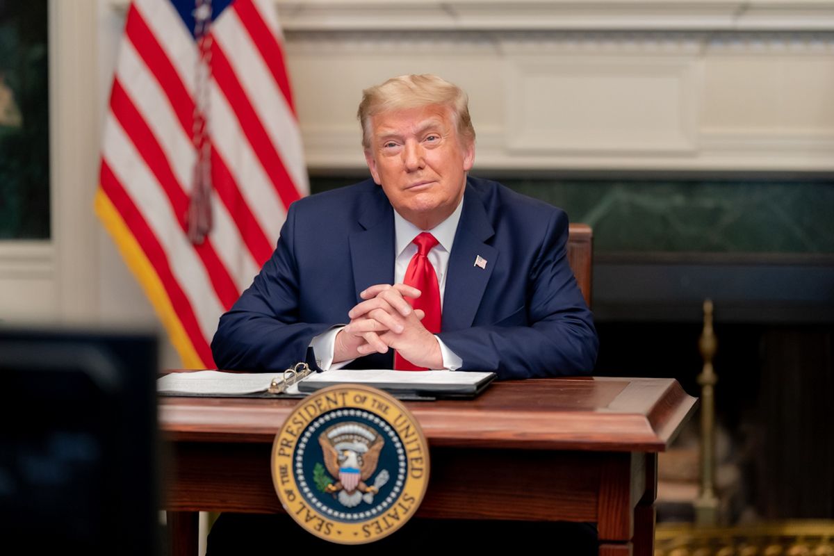 US president-election Donald Trump during his first term, in November 2020 Official White House photo by Shealah Craighead, via Flickr