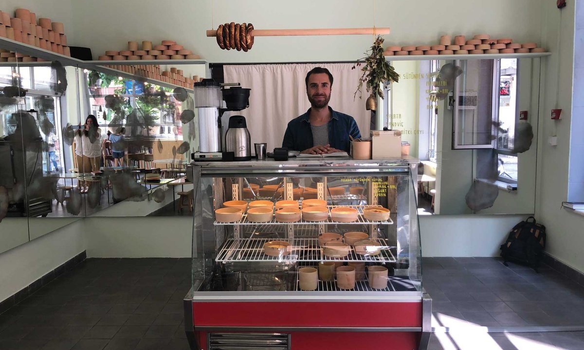 Artists opens pudding store in Istanbul to assist protest buffalo herding Artists opens pudding store in Istanbul to assist protest buffalo herding