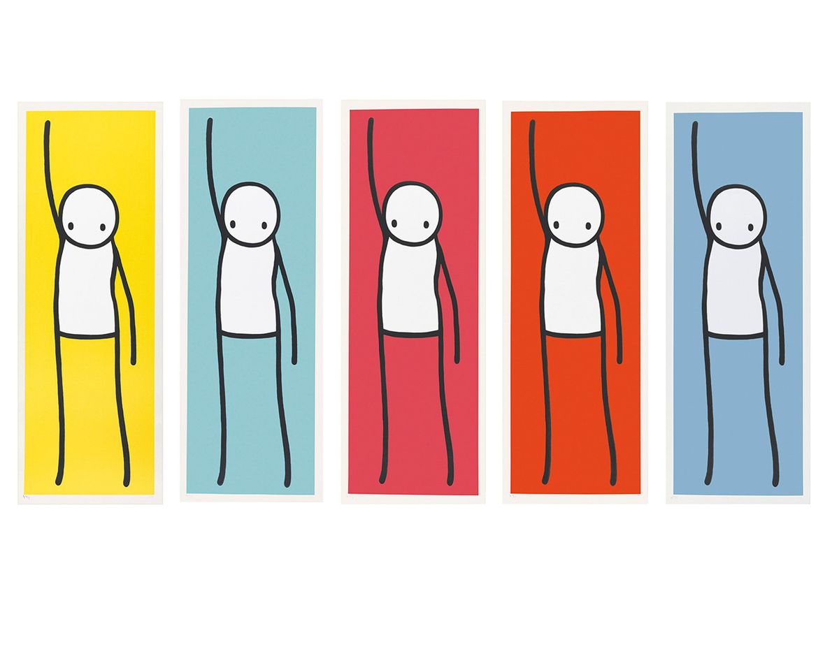 Contemporary art rehang: five Liberty screenprints by street artist Stik recently sold for £200,000 Courtesy of Christie’s