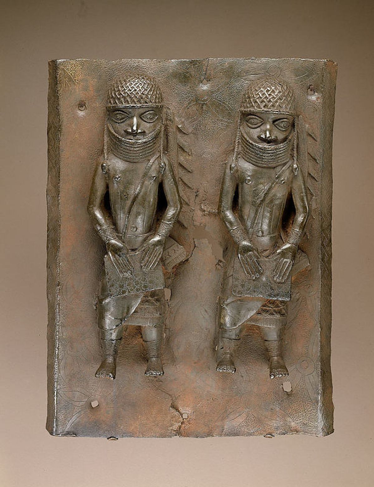 A Benin Kingdom plaque (mid-16th to 17th century) in the Smithsonian's collection thought to have been looted in the 1897 raid 


