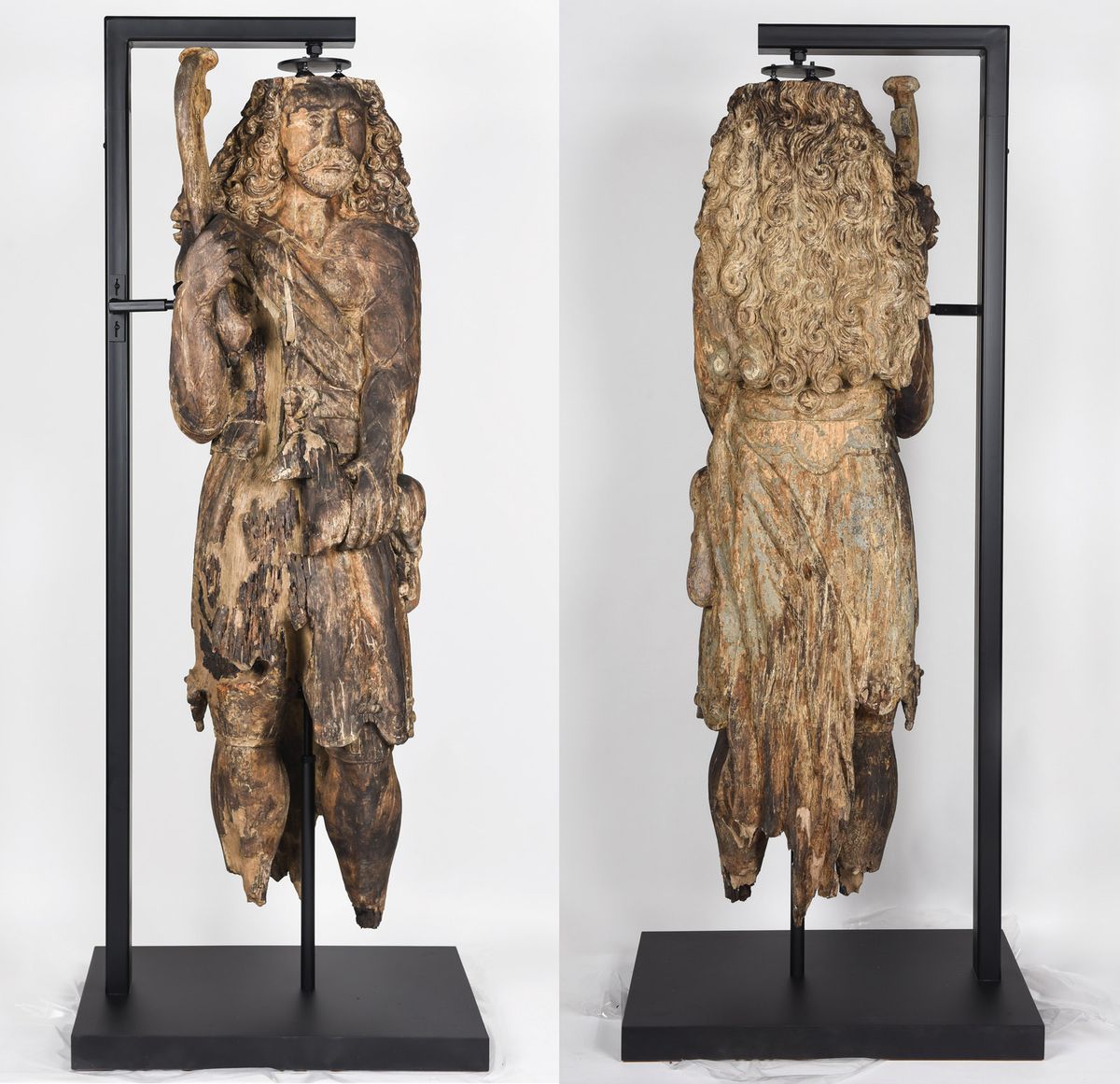 Conservators strengthened the water-damaged oak core of Samson © Norfolk Museums Service