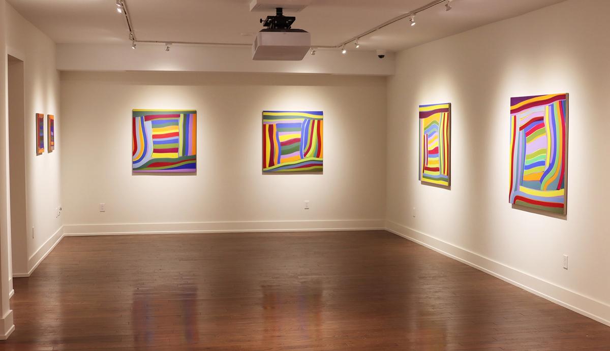 The renovated spaces are opening with a pair of shows dedicated to a new series of colourful abstract paintings by Greg Goldberg