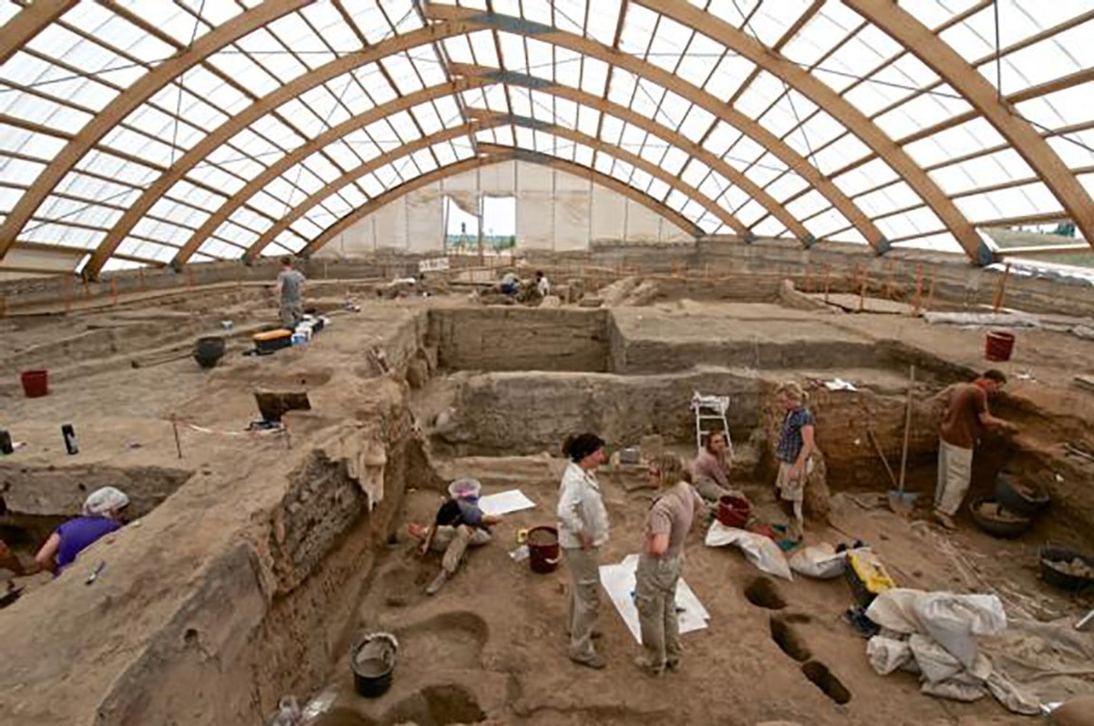 Team members on an excavation project at the Unesco World Heritage site of Çatalhöyük in Turkey