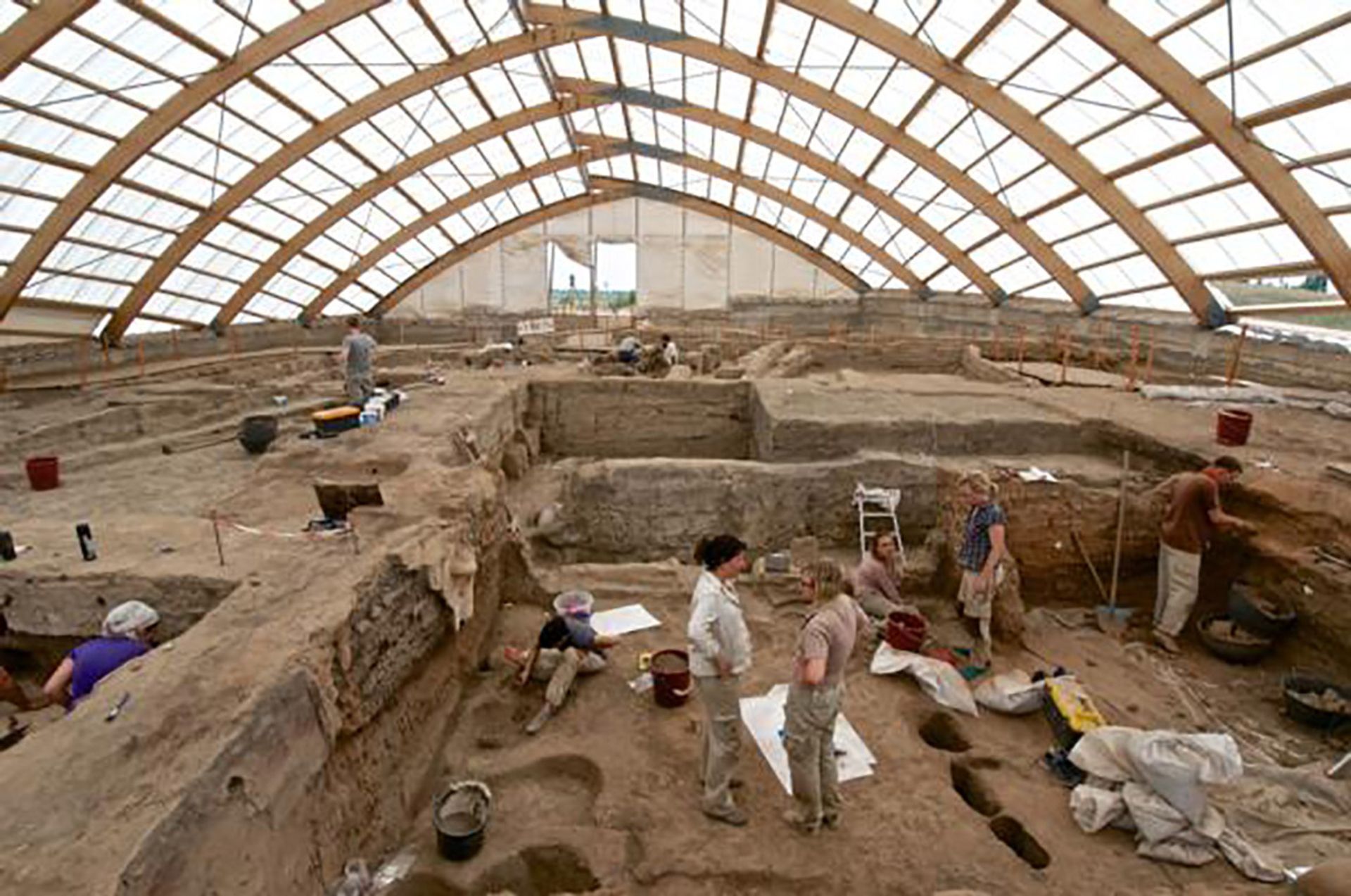 Team members on an excavation project at the Unesco World Heritage site of Çatalhöyük in Turkey 