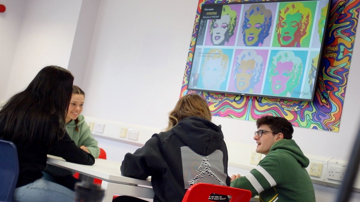 Art In Schools Screen showing Andy Warhol's Marilyn Monroe series in South Wirral High School
Courtesy of Art In Schools