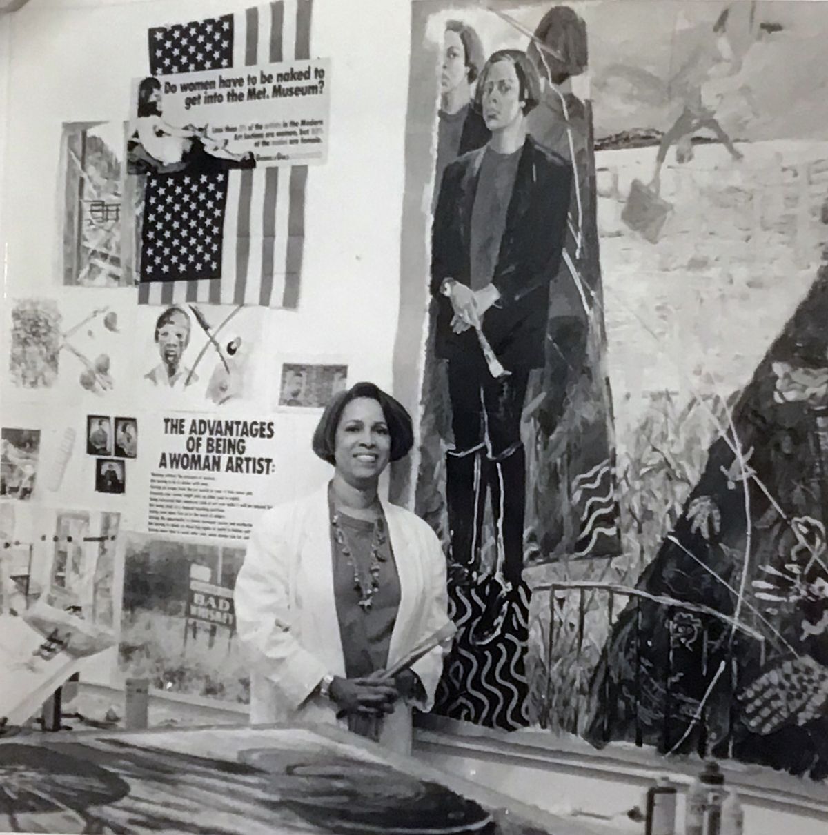 Emma Amos in her studio in the '90s Courtesy Ryan Lee Gallery
