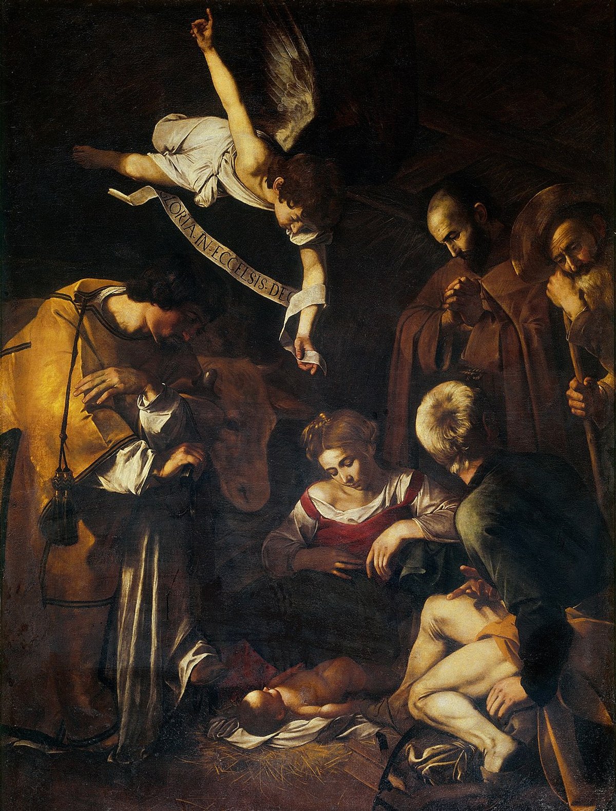 Caravaggio, Nativity with St. Francis and St. Lawrence (1609)
public domain / Wikimedia