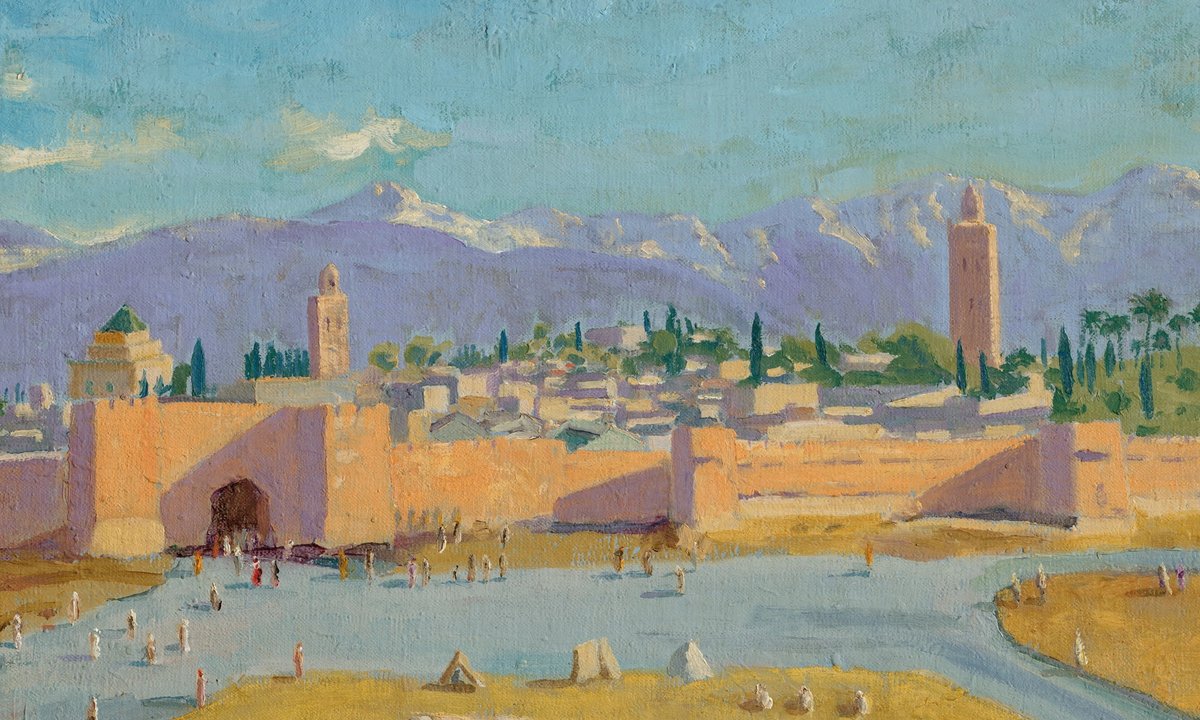 Winston Churchill's painting of Marrakech—given to President Franklin D.  Roosevelt and sold by Angelina Jolie—sells for record £8.2m