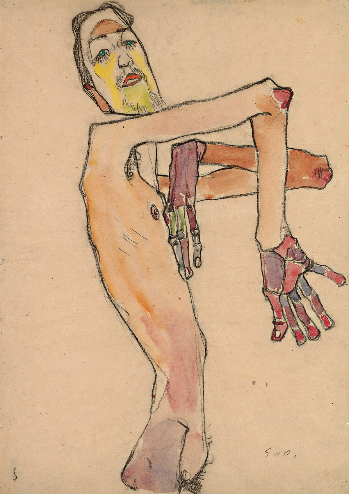 Egon Schiele's Erwin Dominik Osen, Nude with Crossed Arms (1910) ©Leopold Museum/ Manfred Thumberger