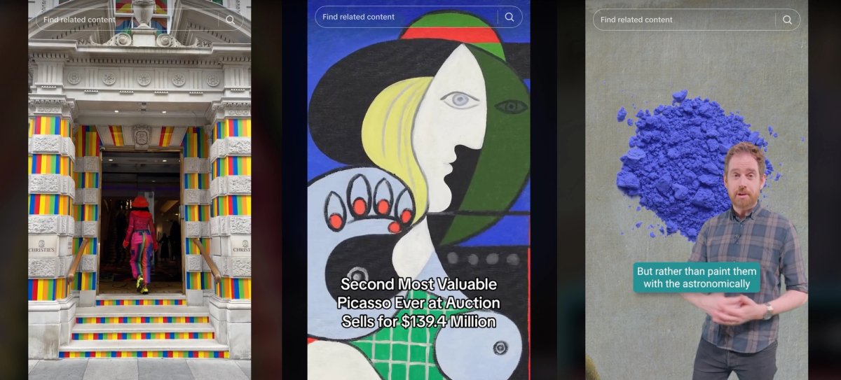 There are five billion views on videos marked #art, 586 million views on #MuseumTok and 904 million views on #GetCultured
Courtesy: @christies_inc, @sothebys, @nationalgallerylondon on TikTok