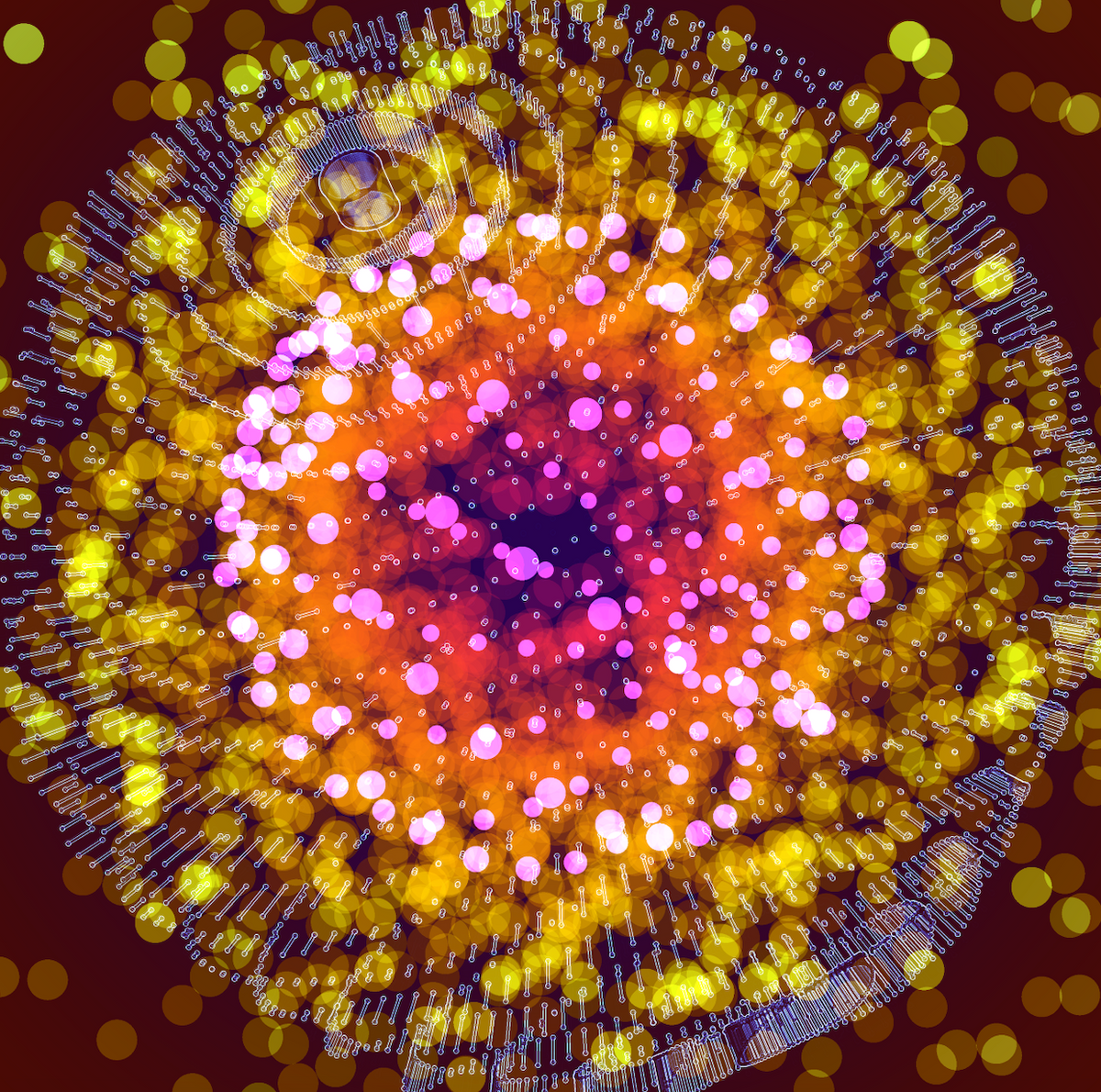 One of 1024 generative NFT works made for Leo Villareal's Cosmic Reef drop. Courtesy of the artist and Art Blocks