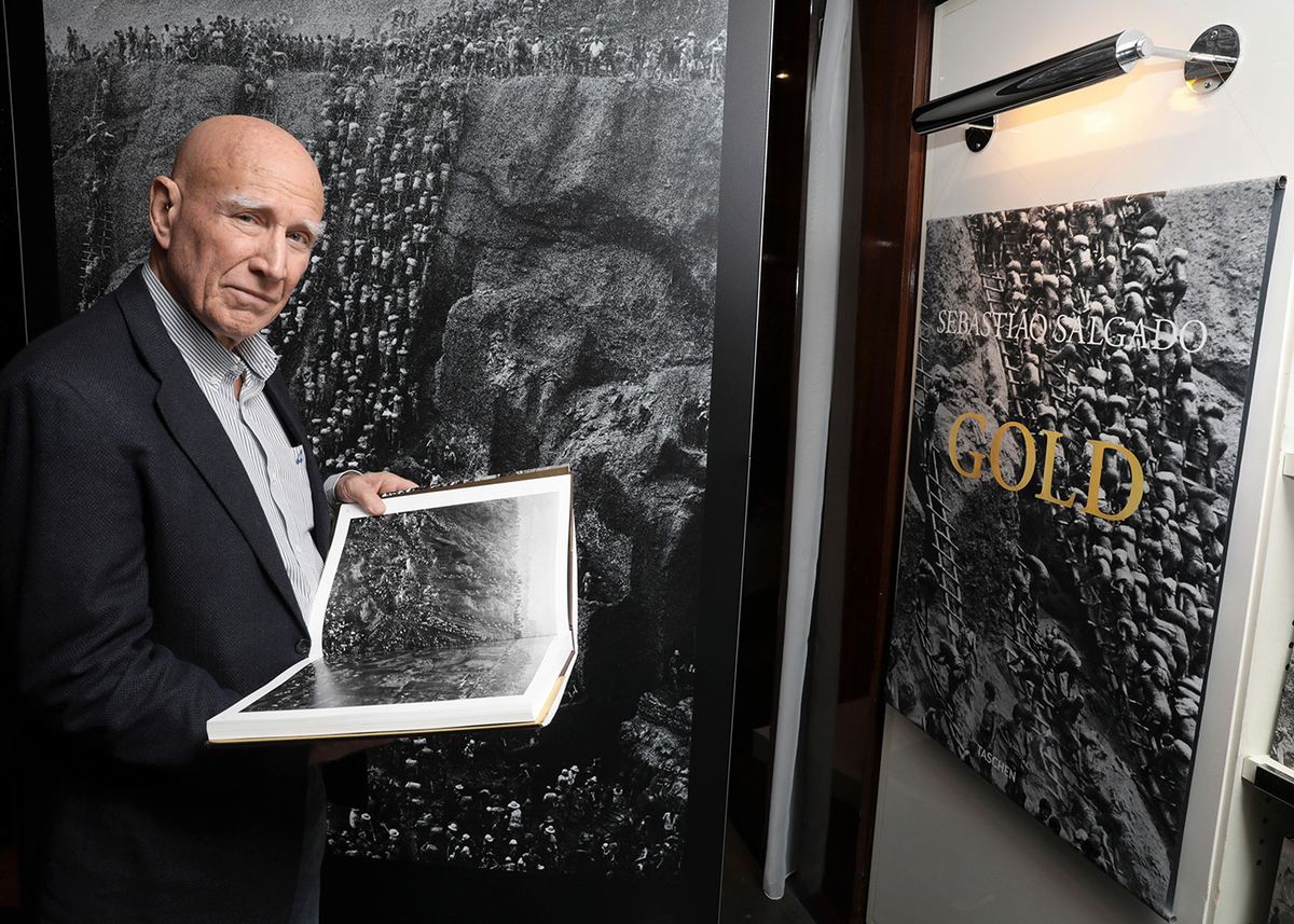 Sebastião Salgado at a book publishing launch, in Paris, for his series Gold (2019) Frederic Reglain / Alamy Stock Photo