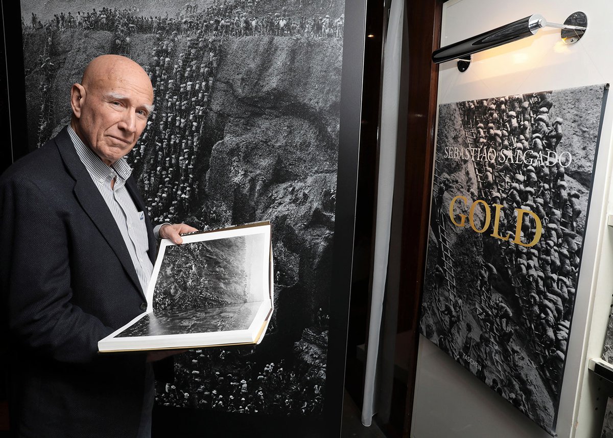 Sebastião Salgado at a book publishing launch, in Paris, for his series Gold (2019) Frederic Reglain / Alamy Stock Photo