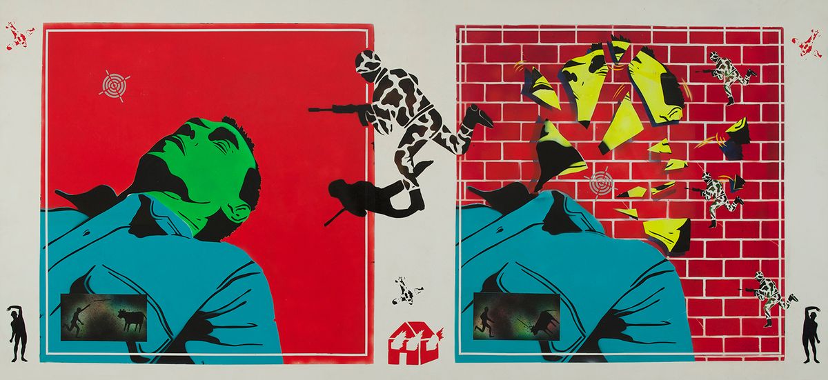 David Wojnarowicz, Untitled (Green Head) (1982) Collection of Hal Bromm and Doneley Meris. Image courtesy of the Estate of David Wojnarowicz and P.P.O.W, New York
