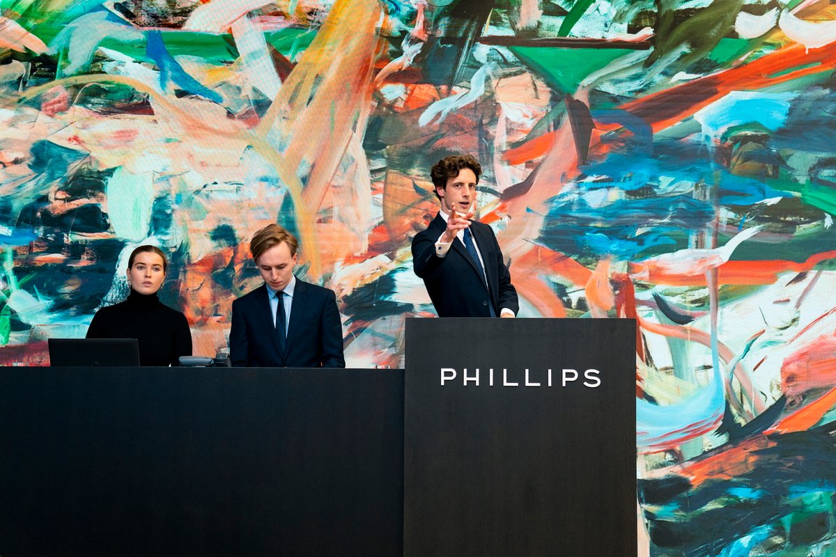 Henry Highley conducts the sale in Phillips's Berkeley Square sales room Photo by Haydon Perrior for Thomas De Cruz Media