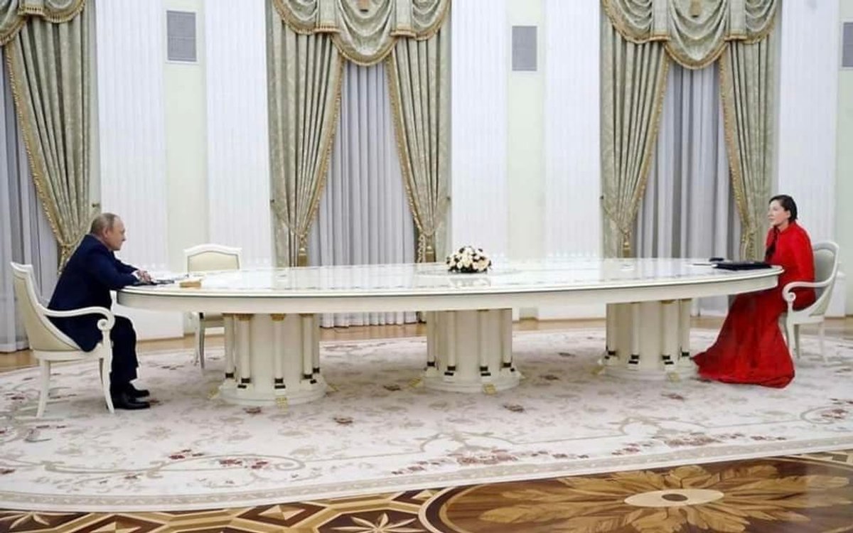 Putin is present: a meme showing Marina Abramovic with the Russian President courtesy: @shaunwalker7