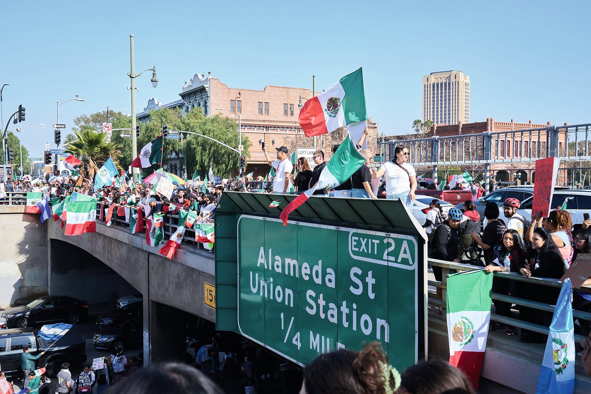 A protest in Downtown Los Angeles on 2 February against Donald Trump’s proposed deportations Rudy Salgado/Alamy Stock Photo
