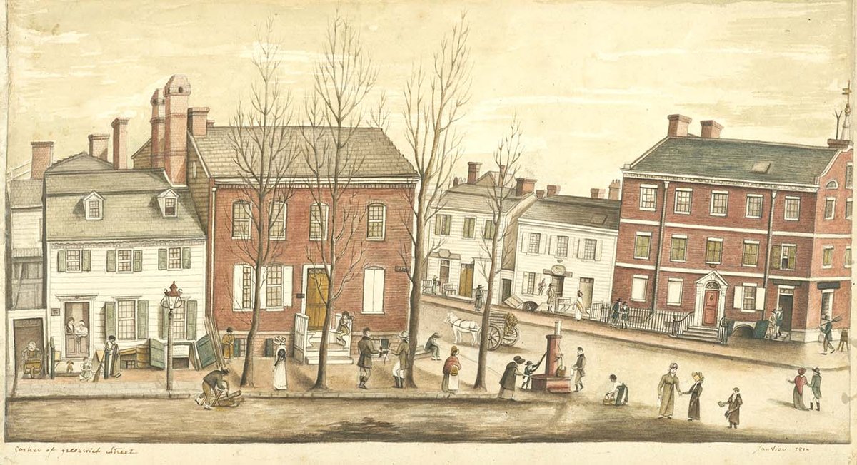 Anne Marguérite Joséphine Henriette Rouillé de Marigny, Baroness Hyde de Neuville, Corner of Greenwich Street (1810) New York Public Library, Miriam and Ira D. Wallach Division of Art, Prints and Photographs