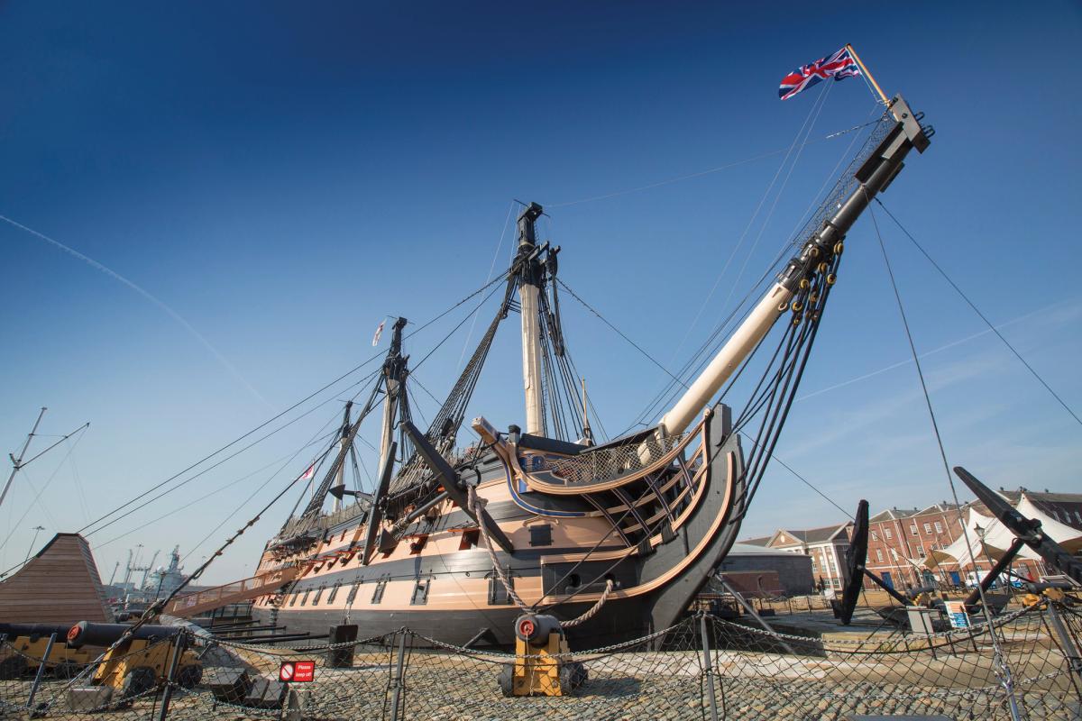De-masted HMS Victory, which is now covered in scaffolding as part of a restoration expected to cost £42m Photo: Chris Stephens; National Museum of the Royal Navy