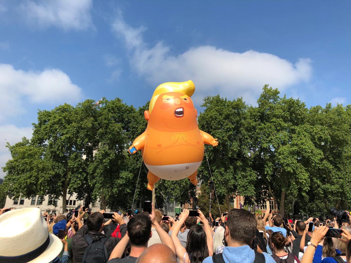 Trump blimp rises over London courtesy Michael Reeve (flickr)