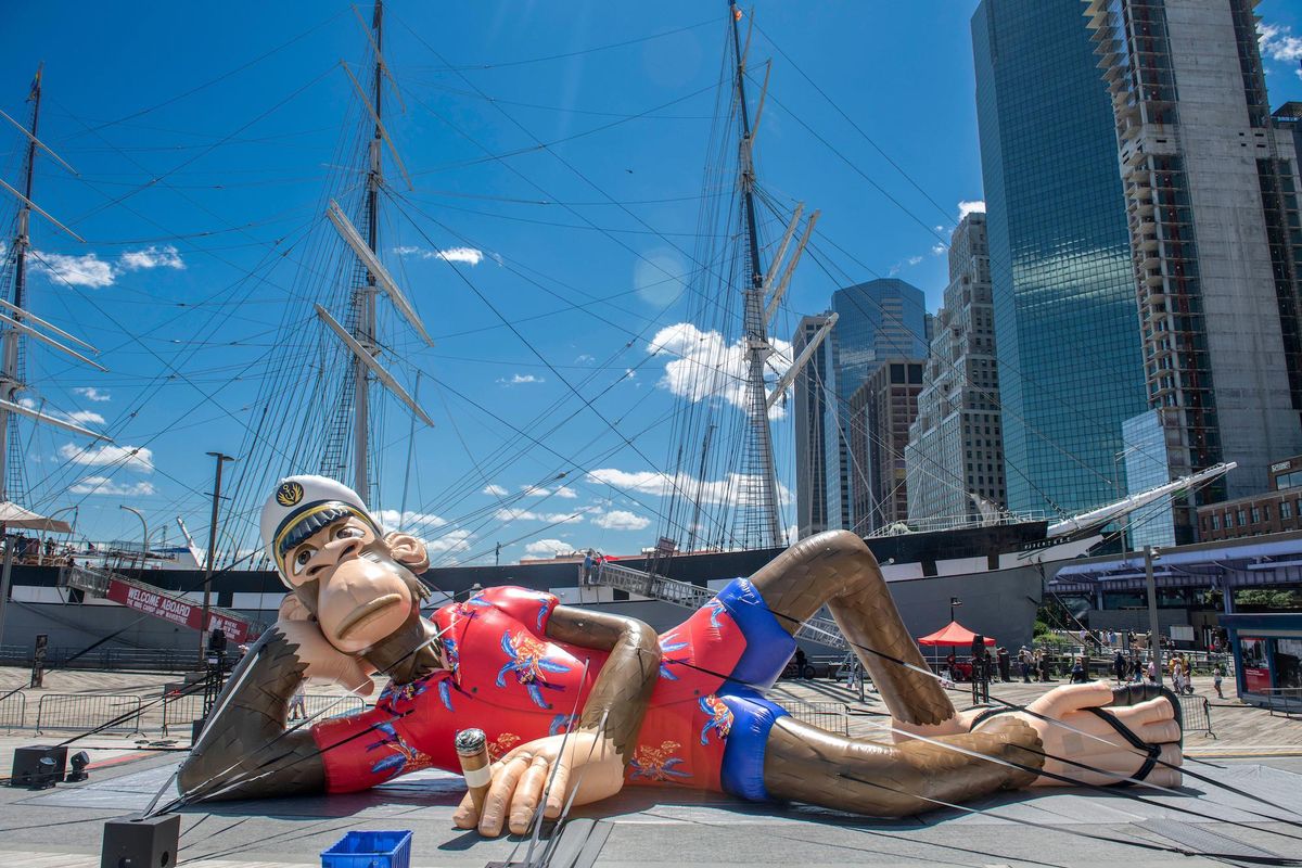 Final preparations for the annual Bored Ape Yacht Club 'ApeFest' NFT event in New York during the NFT.NYC conference Credit: Benjamin Wareing/ Alamy Live News