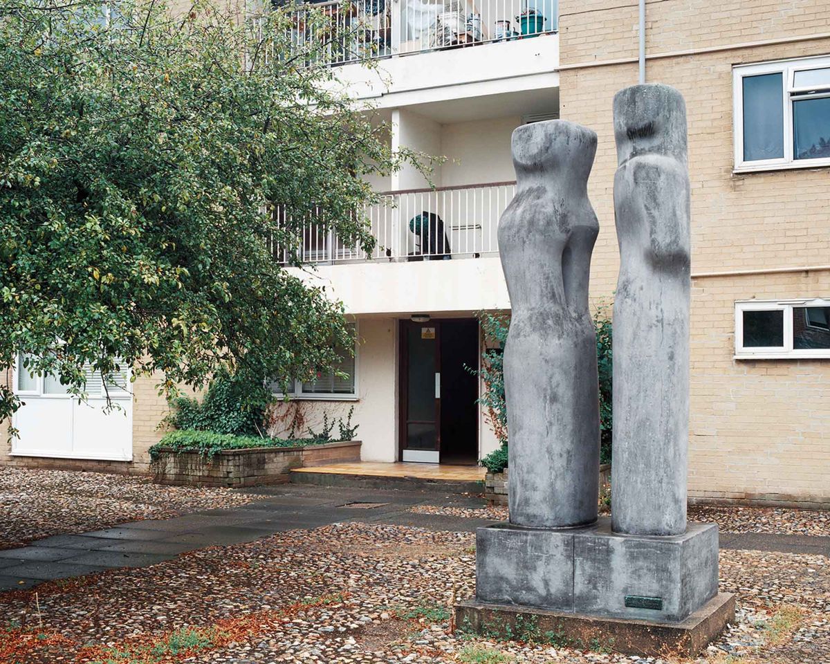 Barbara Hepworth's Contrapuntal Forms (1951) started life at the 1951 Festival of Britain on London’s South Bank before taking up residence among blocks of flats in Harlow Photo: courtesy of the Harlow Art Trust