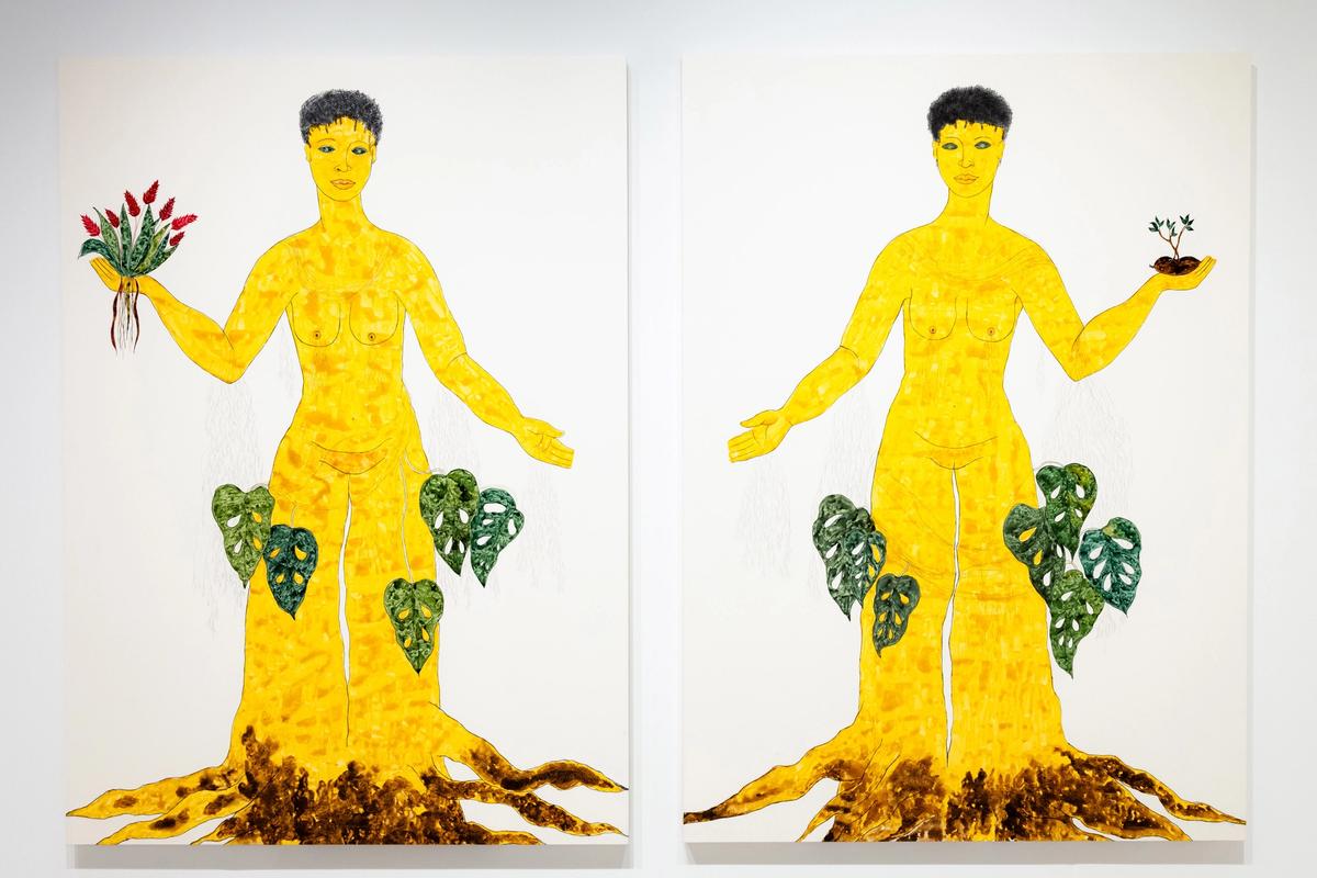 Rosana Paulino, Gêmeas (from the Jatobás series) (2023), at Mendes Wood DM Steven Molina Contreras