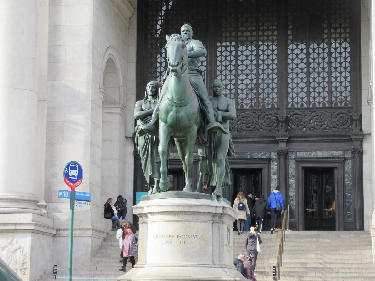 Statue of Theodore Roosevelt outside the American Museum of Natural History. Image courtesy Flickr