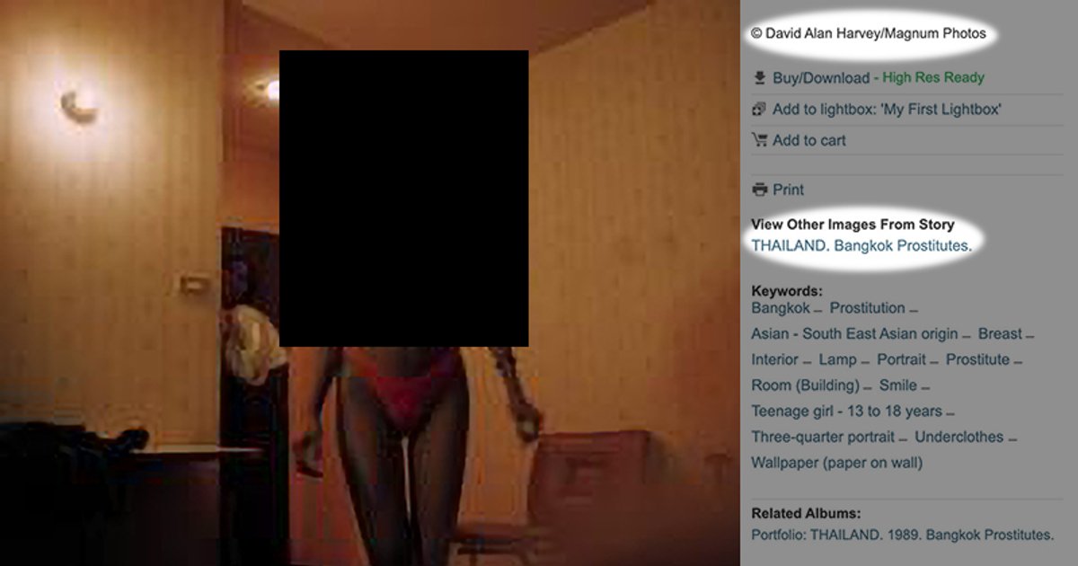 Pressure built on Magnum after an article picked out one image in the archive that shows a fully identifiable and allegedly pubescent woman  in what appears to be a Bangkok brothel